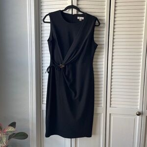 Calvin Klein black faux-wrap sheath dress size 10